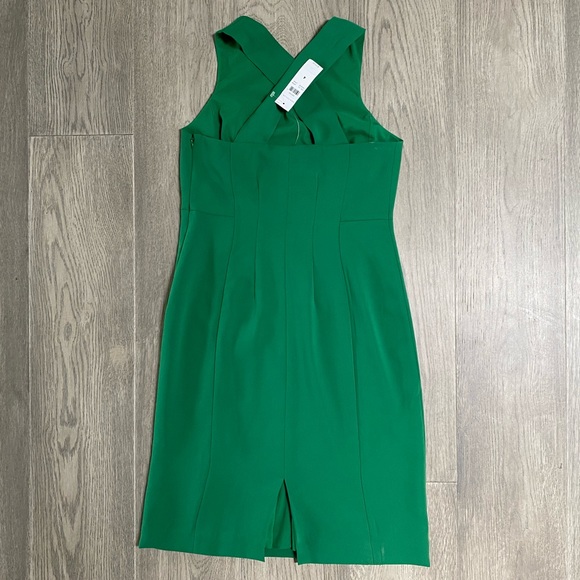 Ann Taylor Sleeveless Solid Green Cross Back Dress, NWT - Picture 3 of 9